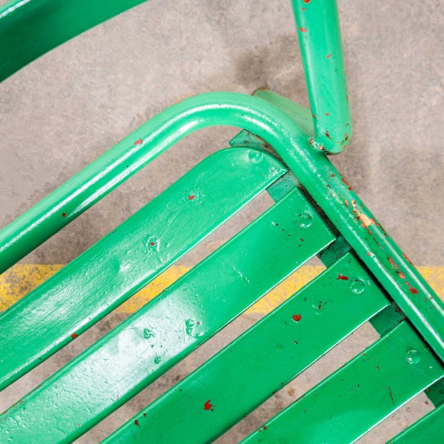 Metal Vintage French Bright Green T2 Dining Chairs from Tolix, 1950s, Set of 6 For Sale - Image 7 of 9