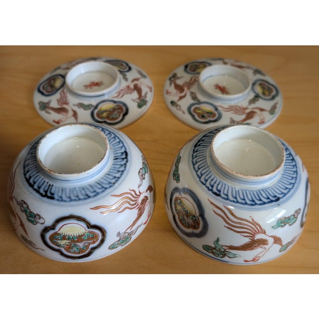 Antique Porcelain Blue & White and Famille Rose Tea Cup Pair For Sale In Dallas - Image 6 of 7