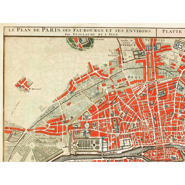 Street Art Antique Map of Paris Art Print Reproduction, 24 × 18 For Sale - Image 3 of 7