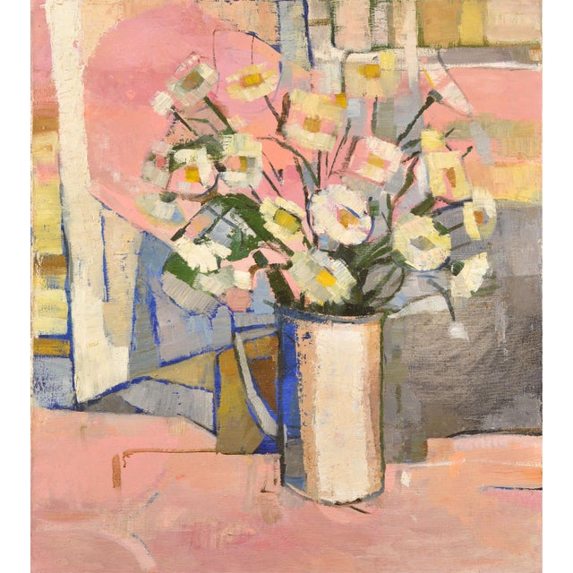 Janis Krontals, Still Life with Dasies, 1960s, Oil Painting on Canvas For Sale - Image 4 of 4