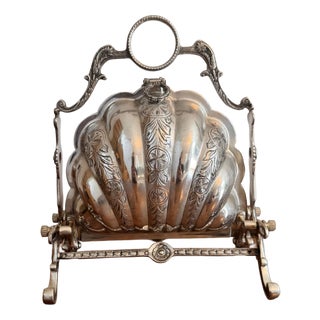 Antique Silver-Plated Folding Shell Biscuit Box, 1880 For Sale