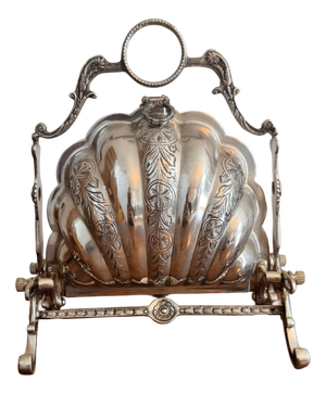 Antique Silver-Plated Folding Shell Biscuit Box, 1880