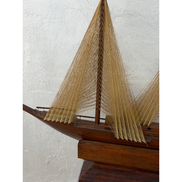 Vintage Hand Made Sailboat Model For Sale - Image 4 of 10