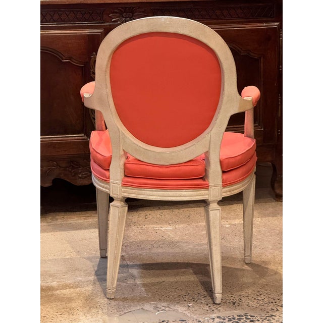 Pair of Vintage Painted French Armchairs With Oval Backs For Sale - Image 9 of 9
