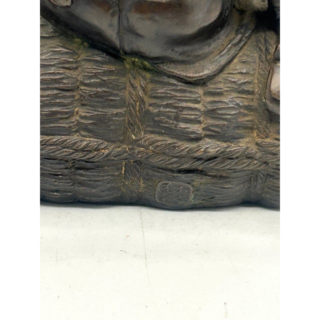 Japanese Meiji Bronze Okimono Seated Pipe Smoker, Signed Toko, C. 1890 For Sale - Image 16 of 17