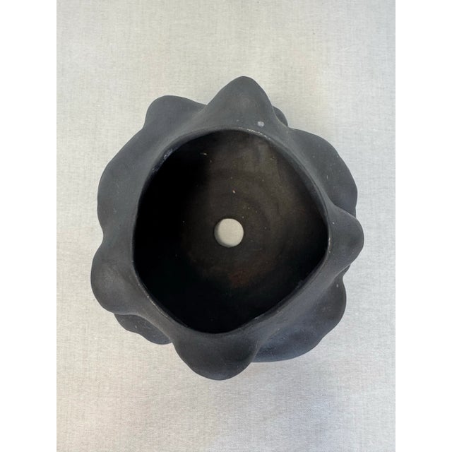 Black Abstract Modern Studio Art Black Pottery Planter For Sale - Image 8 of 9