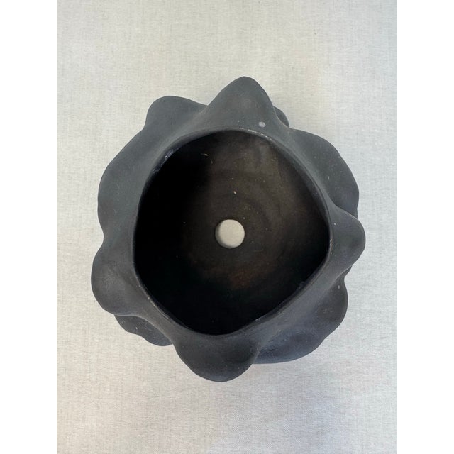 Black Vintage Abstract Modern Studio Art Black Pottery Planter For Sale - Image 8 of 9