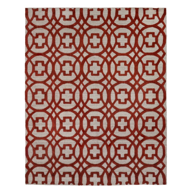 Terra Cotta Wellington Rust/Gray Hand loom Wool Area Rug - 9'x12' For Sale - Image 8 of 8