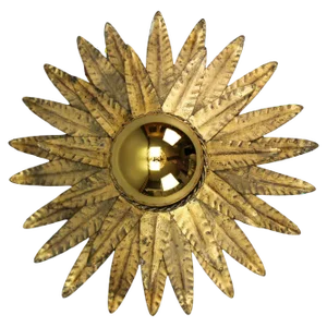 Hollywood Regency Gilt Metal Sunburst-Shaped Crown Ceiling Light, 1960s
