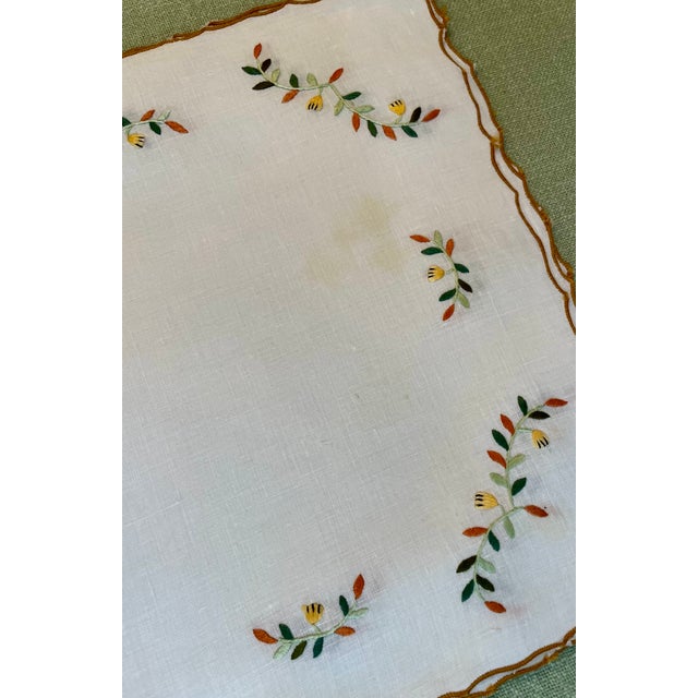 Holiday Embroidered Linen Placemats & Napkins, Service for Ten For Sale - Image 11 of 11