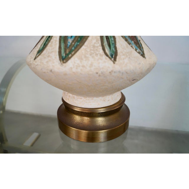 1960’s Mid-Century Modern Glazed Pottery Ceramic Table Lamp For Sale - Image 9 of 12