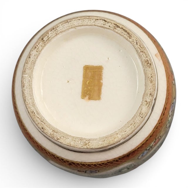 Gold Japanese Meiji Era Satsuma Vase with Family and Tea Scene and Gilt Detailing For Sale - Image 8 of 15