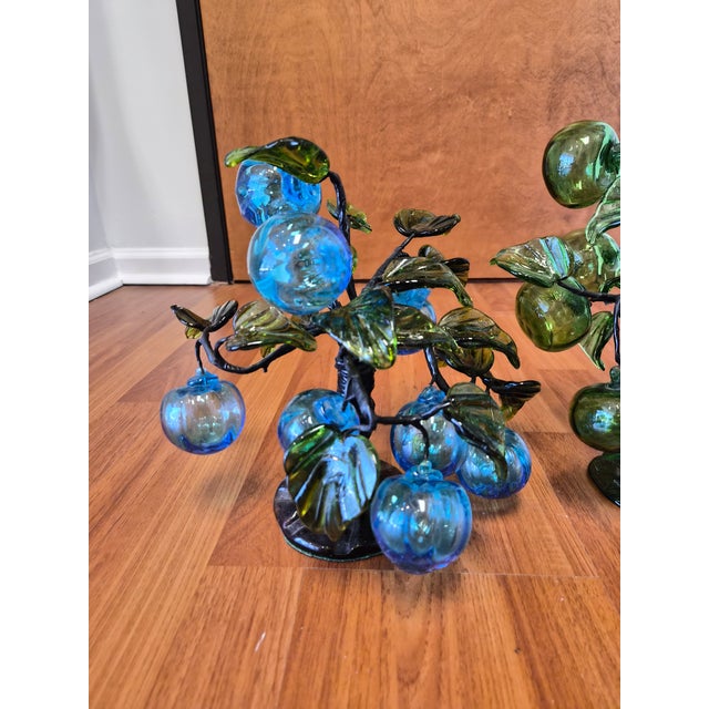 1960s Pair of Blown Glass Murano Fruit Trees For Sale - Image 5 of 12