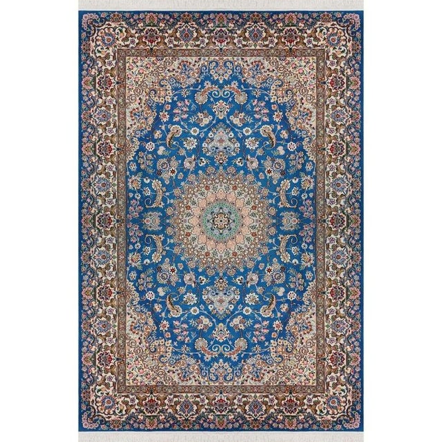 Hand-Knotted Nain Rug in Virgin Wool and Silk For Sale - Image 4 of 4