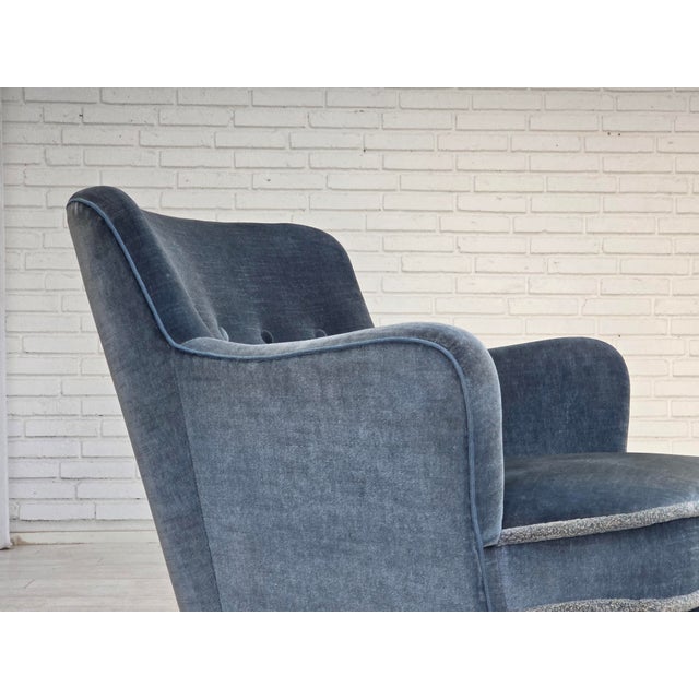 Vintage Danish Lounge Chair in Furniture Velour and Beech Wood, 1960s For Sale - Image 16 of 18