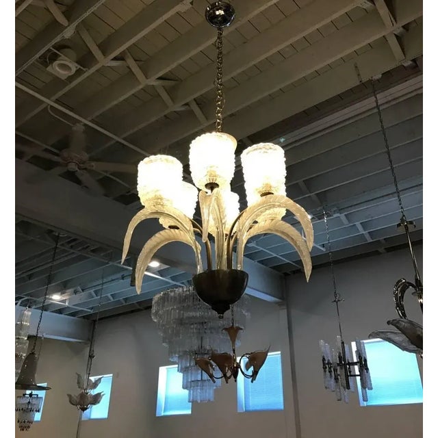 Silver Italian Mid-Century Murano Glass Chandelier by Barovier E Toso For Sale - Image 8 of 9