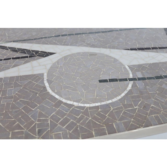Black Mid-Century Mosaic Coffee Table with Abstract Pattern and Chrome Base, 1970s For Sale - Image 8 of 16