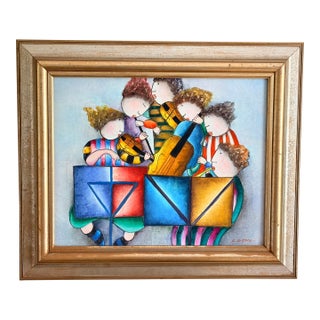 1980s Puffy People Musical Quartet Painting For Sale