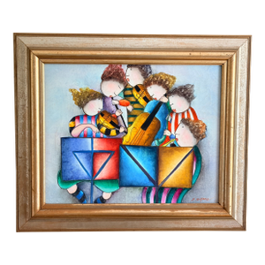 1980s Puffy People Musical Quartet Painting