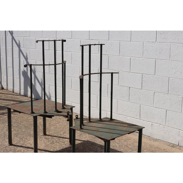 Green 1980s Matched Pair of French Postmodern Green-Painted Metal "Windsor" Chairs For Sale - Image 8 of 11