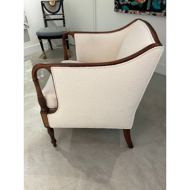 Antique Club Chair With Cream Boucle Upholstery For Sale - Image 10 of 10