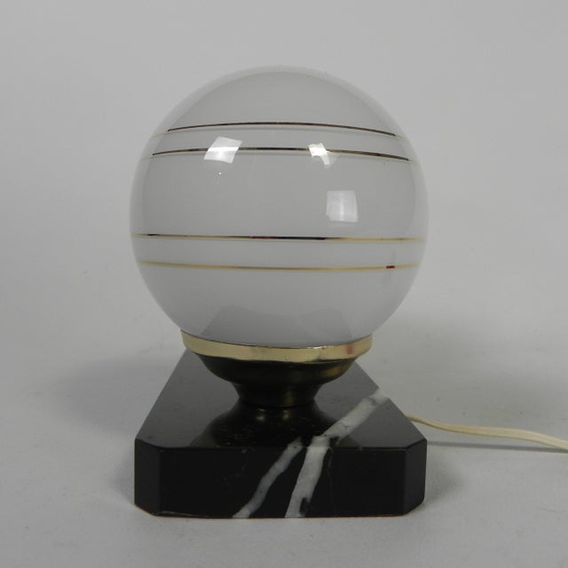 Art Deco Desk Lamp with Sailboat and Globe on Marble Base, 1930s For Sale - Image 9 of 16