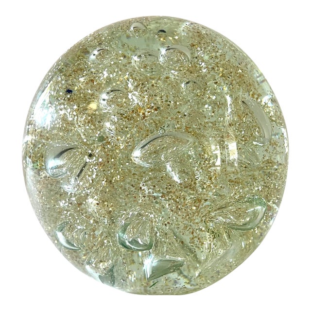 Large Vintage Art Glass Sphere Paper Weight For Sale