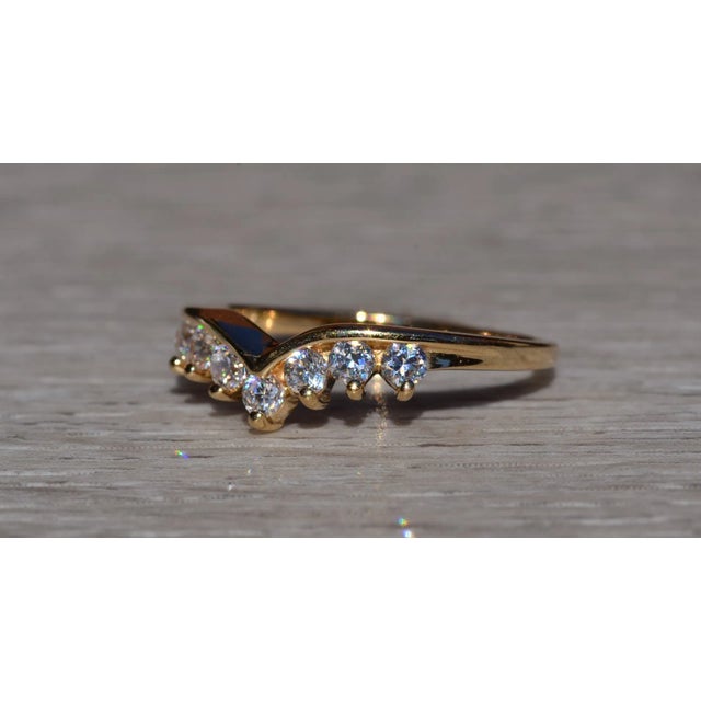 The Alda: Ladies 14K Yellow Gold Angled Band set with Cubic Zirconia For Sale - Image 4 of 10