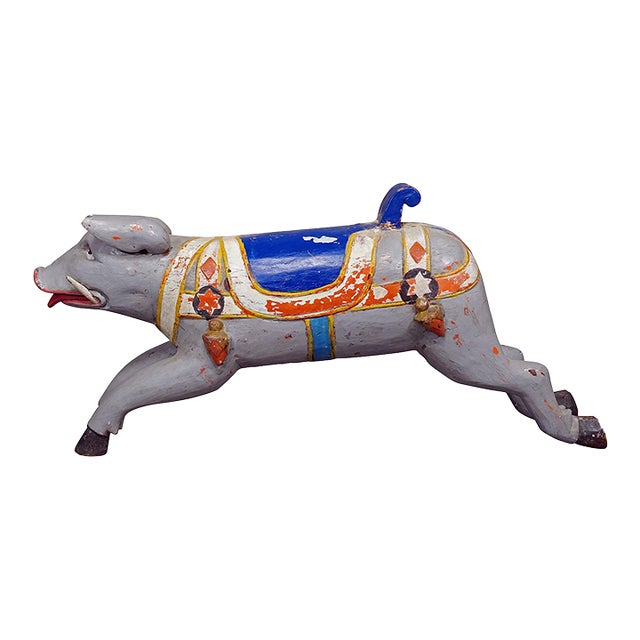 Rare Antique Children Carousel Pig, Germany Ca. 1920s For Sale