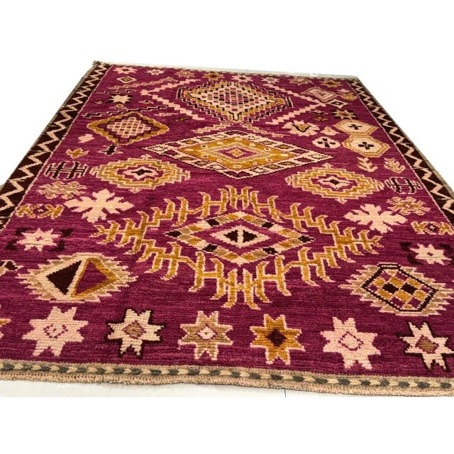 Hot Pink Fine Hand Knotted Moroccan Rug For Sale - Image 8 of 12