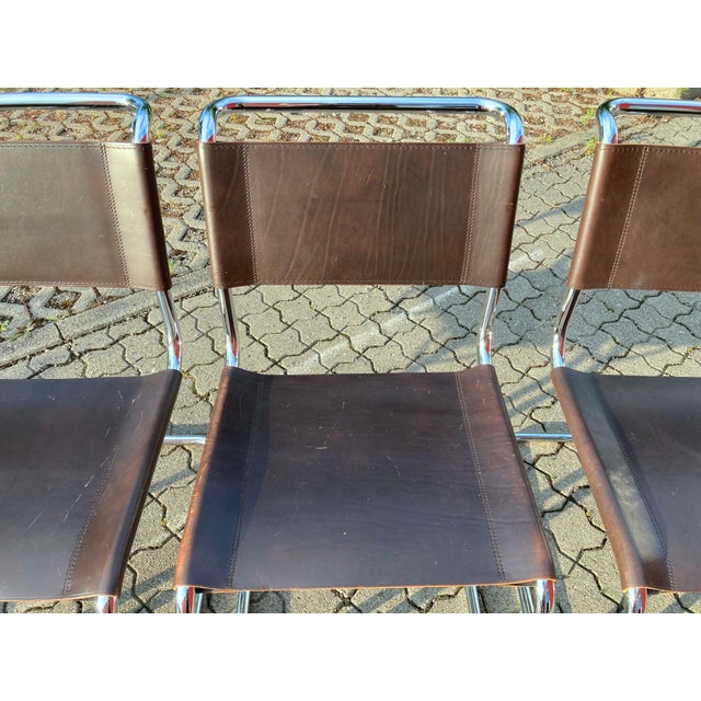 Vintage Cognac Brown S33 Chairs by Mart Stam for Thonet, 2010, Set of 4 For Sale - Image 11 of 18