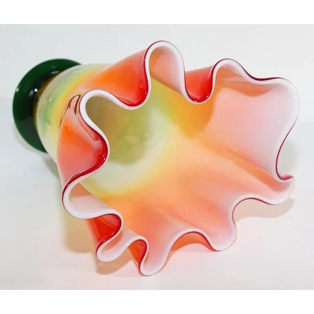 Mid 20th Century Murano Orange Freeform Handkerchief Footed Vase For Sale - Image 10 of 13