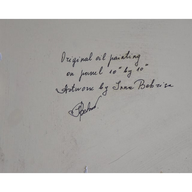 Red Impressionist Floral Peace Sign Oil Painting Including the Antiqued Gold Wood Frame For Sale - Image 8 of 10