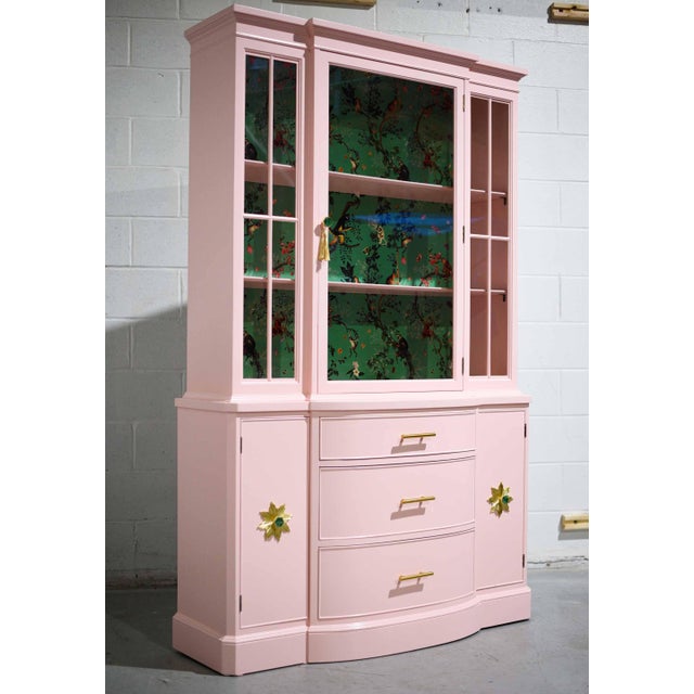 1950s China Display With Chinoiserie Wallpaper by Landstrom Furniture