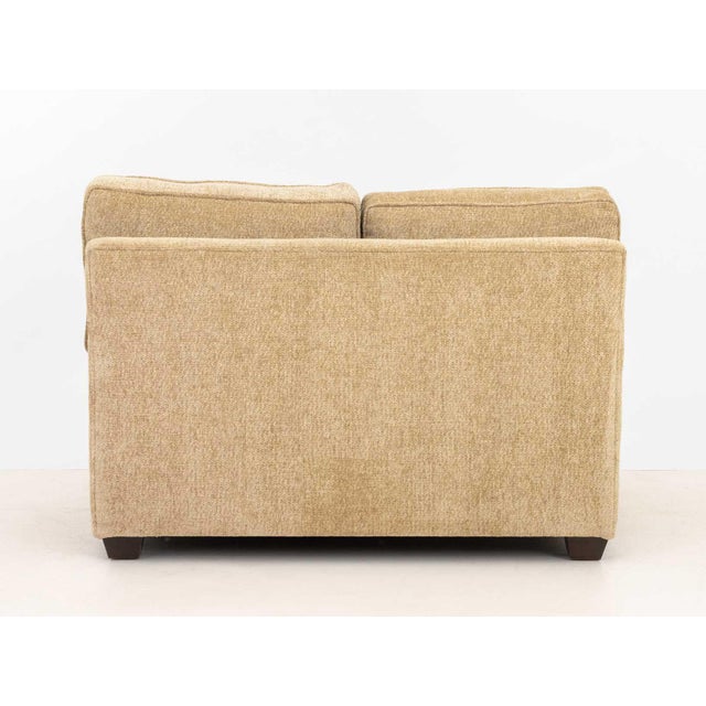 Late 20th Century Modern Beige Chenille Upholstered Banquette For Sale - Image 5 of 5