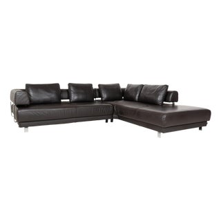 Brand Face Corner Sofa in Brown Leather from Ewald Schillig For Sale