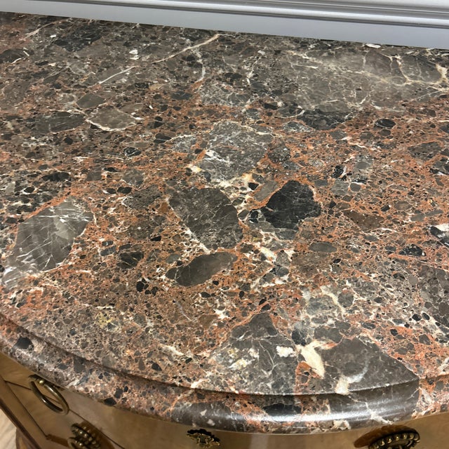 1990s Vintage Henredon Bow Front Chest W/ Marble Top Excellent Condition For Sale - Image 5 of 12