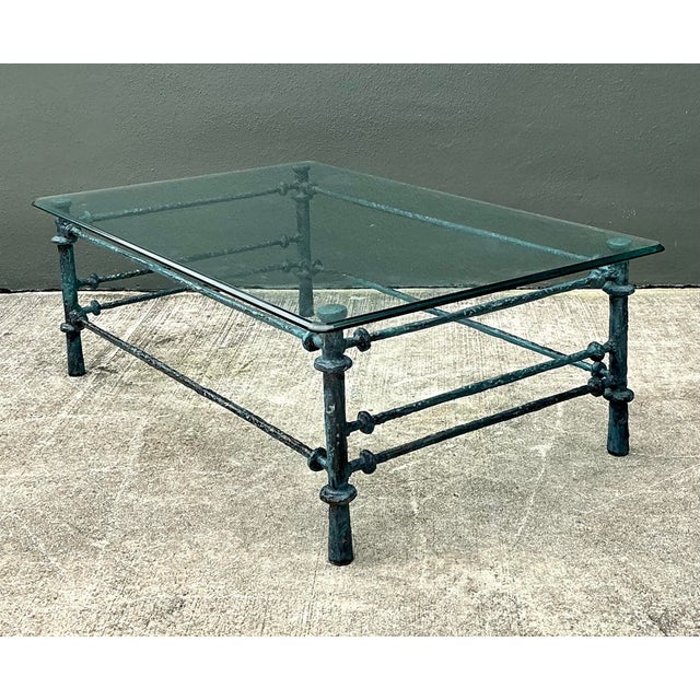 Diego Giacometti Vintage Patinated Wrought Iron Coffee Table After Giacometti For Sale - Image 4 of 12