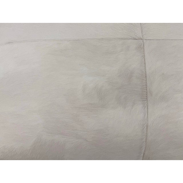 Orange Crate Modern Ponyskin Hide Leather on White Oak Ottoman For Sale - Image 4 of 5