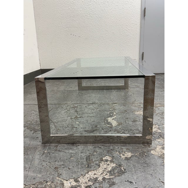 Pace Collection In the Style of Leon Rosen for Pace Collection Chrome + Glass Coffee Table For Sale - Image 4 of 12