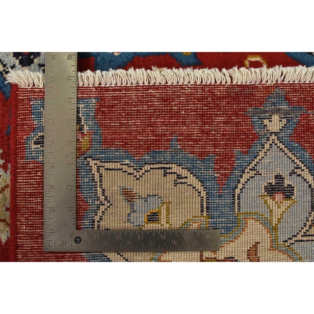 Kashan Rug 7’1” X 10’10” Red Wool Vintage Traditional Hand-Knotted Carpet For Sale - Image 14 of 14