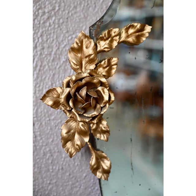 Louis XV Style Wall Mirror in Gilded Brass, 1950s For Sale - Image 3 of 8