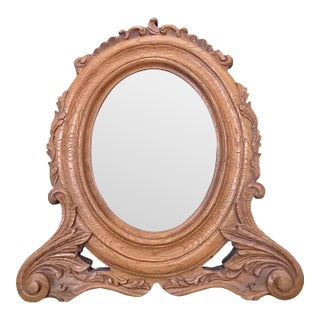 Antique Victorian-Style Oval Tabletop Picture Frame With Original Beveled Glass For Sale