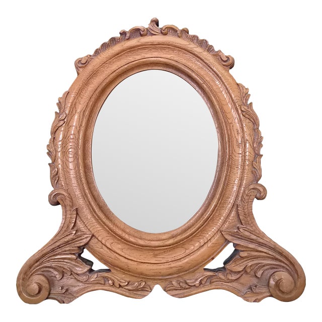 Antique Victorian-Style Oval Tabletop Picture Frame With Original Beveled Glass For Sale