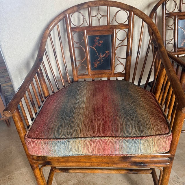 Selling this set of 4 beautiful, authentic vintage Maitland-Smith Brighton Pavilion-style armchair. This iconic mid-to-...