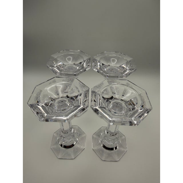 Transparent Late 20th Century Villeroy & Boch Crystal Candlestick Set of Four For Sale - Image 8 of 10