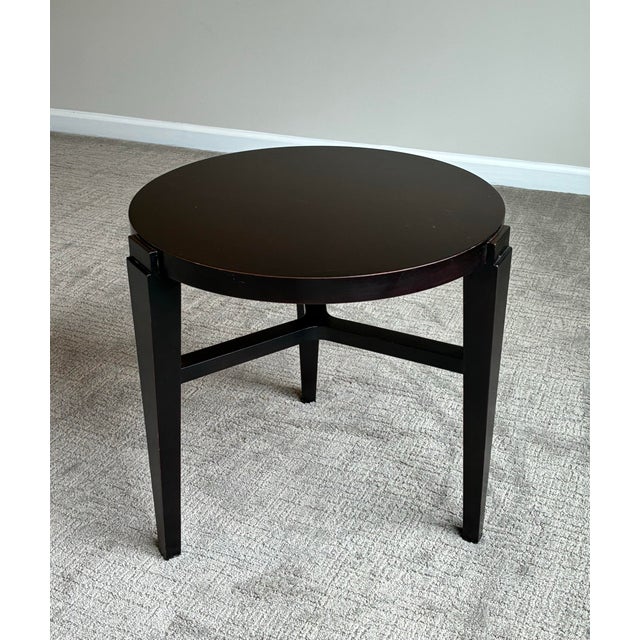 Late 20th Century Late 20th Century Baker Furniture Dark Wood Round Accent / Side Table For Sale - Image 5 of 6