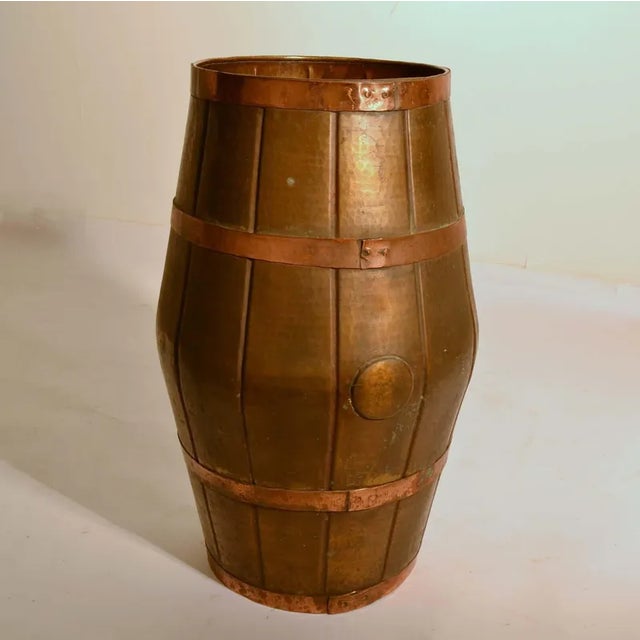 1950s Copper Umbrella Stand in Barrel Shape, 1950s For Sale - Image 5 of 6