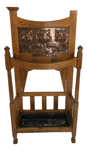 Arts & Crafts Oak & Copper Umbrella Stand by Shapland & Petter, c.1900