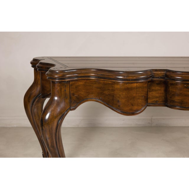 Late 20th Century Marge Carson Walnut Serpentine Console Table with Cabriole Legs For Sale - Image 13 of 18